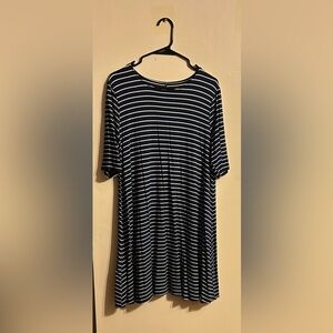 Navy and White Striped T-Shirt Dress